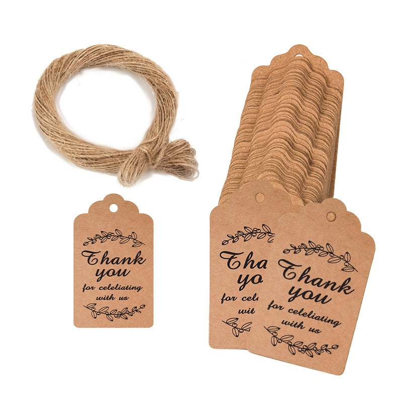 100pcs /Pack Kraft Paper Gift Tag With 20m Hemp Rope(L-13)