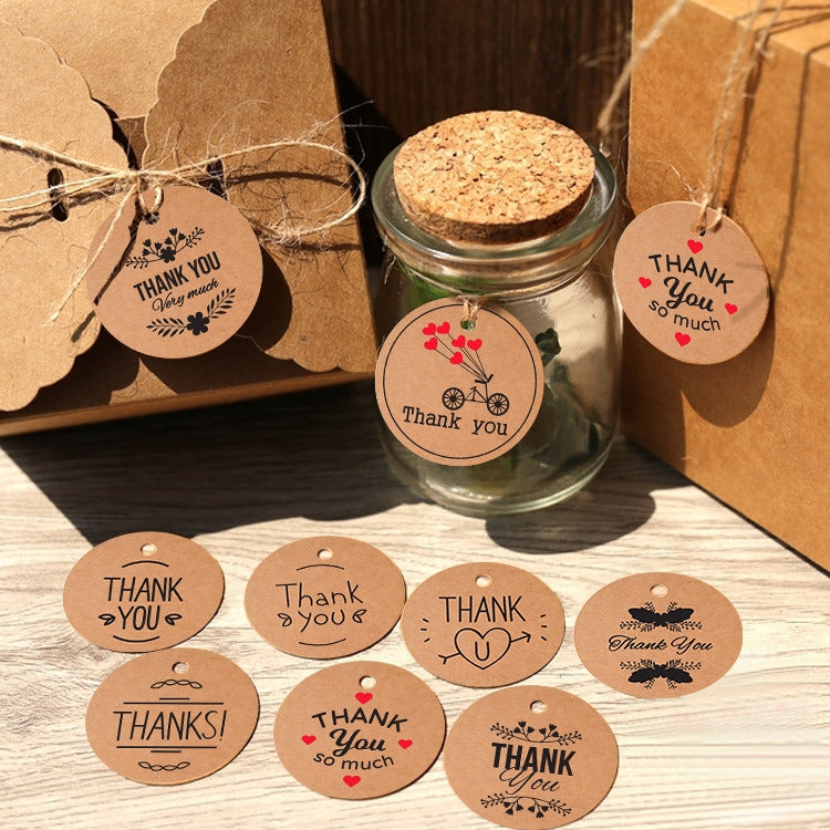100pcs /Pack Kraft Paper Gift Tag With 20m Hemp Rope(L-14)