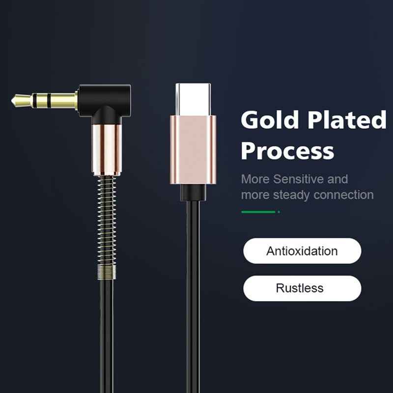 Uniqbuy For Type-C/USB-C To 3.5mm Male Elbow Spring Car Audio Adapter Cable, Cable Length: 1.5m(Analog Audio)