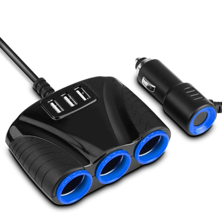 120W Multifunctional USB 3 In 1 Car Cigarette Lighter Car Charger, Style: 5 Ports(Blue Black)