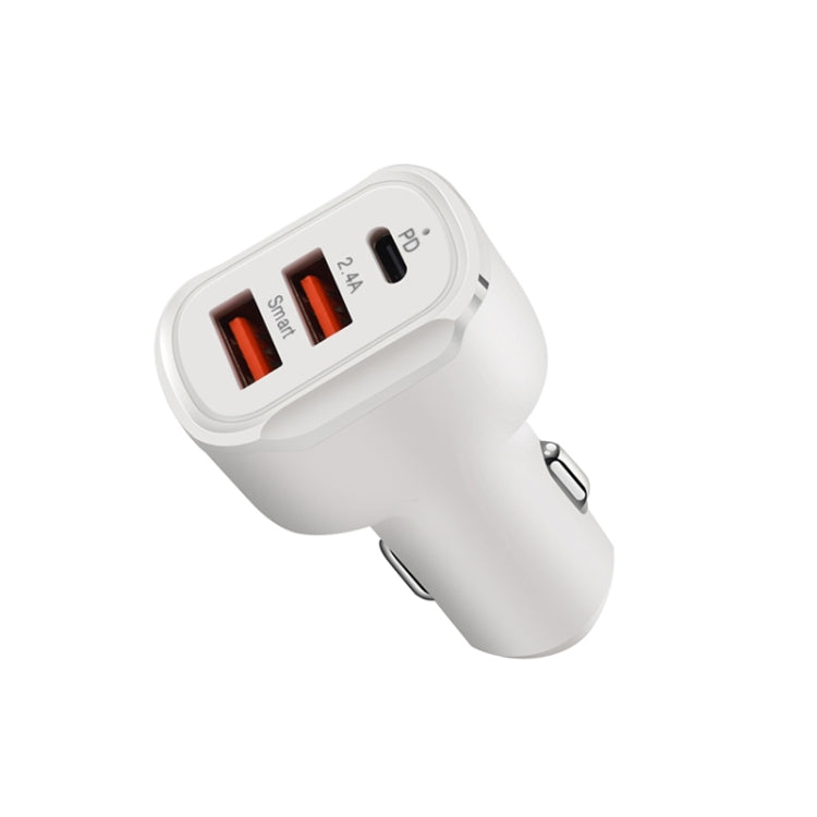 PD+2.4A Dual USB Car Charger, Style: 3 Ports (White)