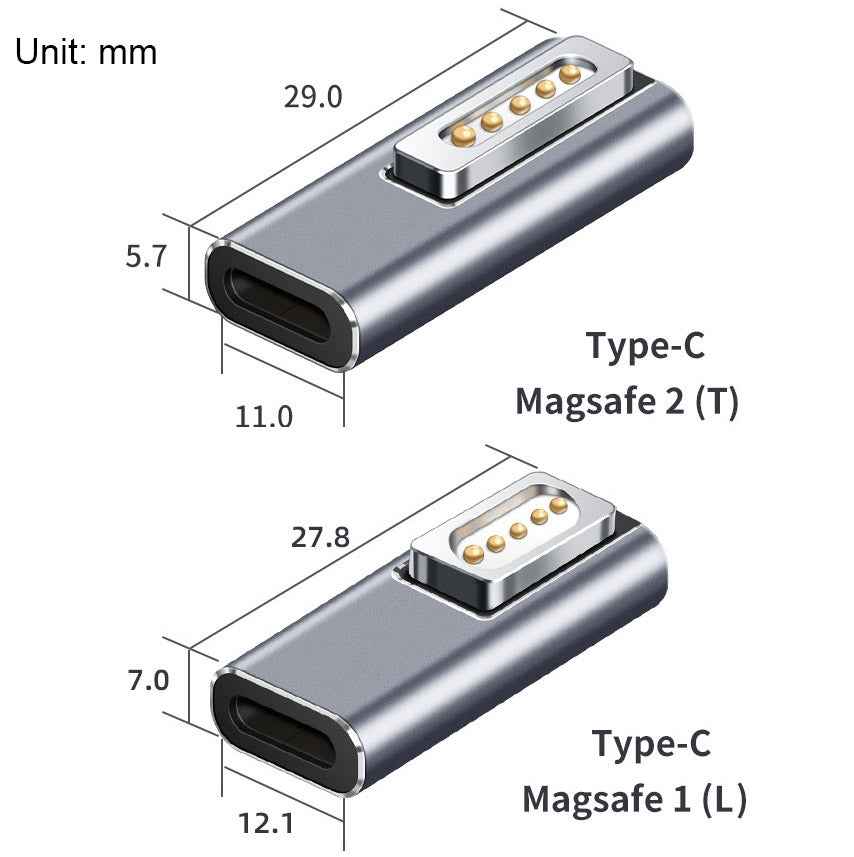 Uniqbuy For Type-C/USB-C to Magsafe1/2 Charging Adapter Supports PD Charging(Type-C to Magsafe 2 T)