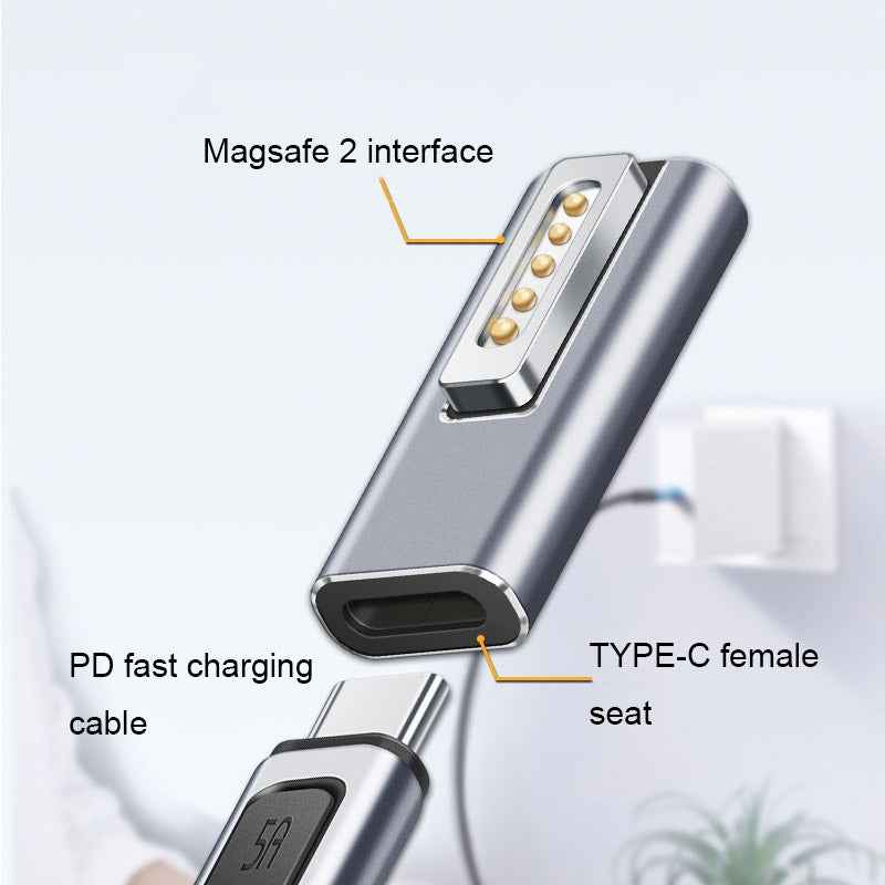 Uniqbuy For Type-C/USB-C to Magsafe1/2 Charging Adapter Supports PD Charging(Type-C to Magsafe 2 T)