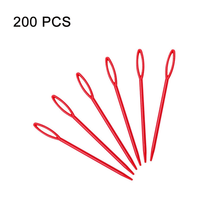 200 PCS 9cm Plastic Sewing Needle Color Sweater Knitting Tool(Red)