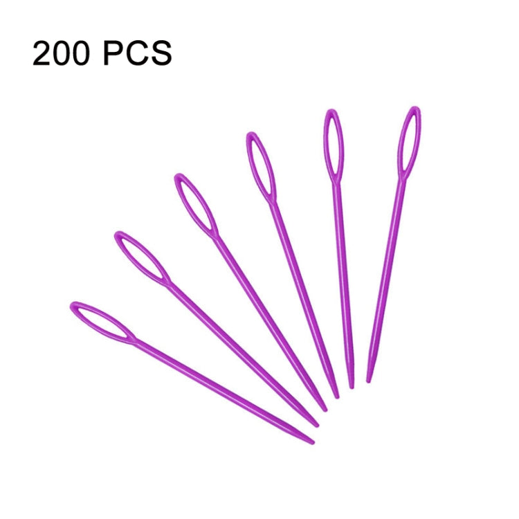 200 PCS 9cm Plastic Sewing Needle Color Sweater Knitting Tool(Purple)