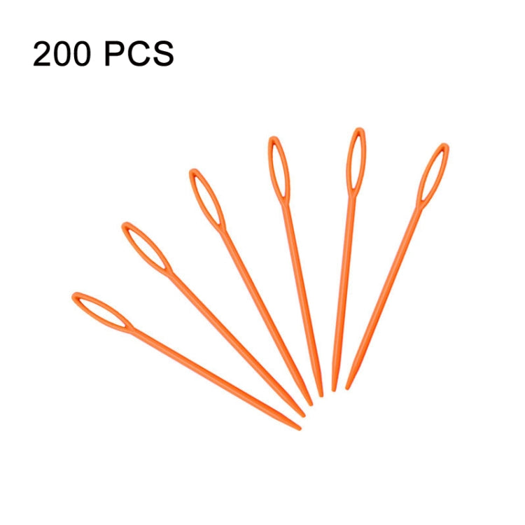 200 PCS 9cm Plastic Sewing Needle Color Sweater Knitting Tool(Orange)