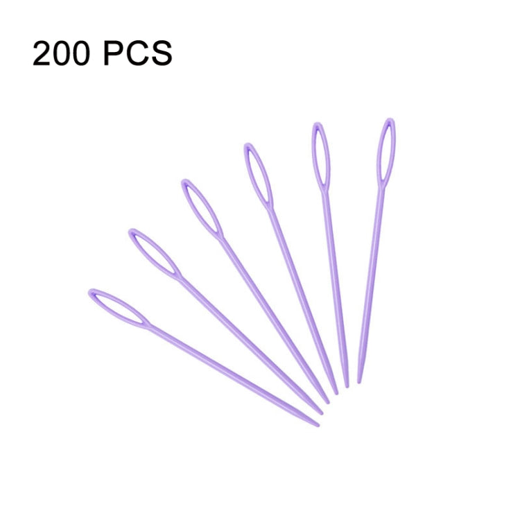 200 PCS 9cm Plastic Sewing Needle Color Sweater Knitting Tool(Light Purple)