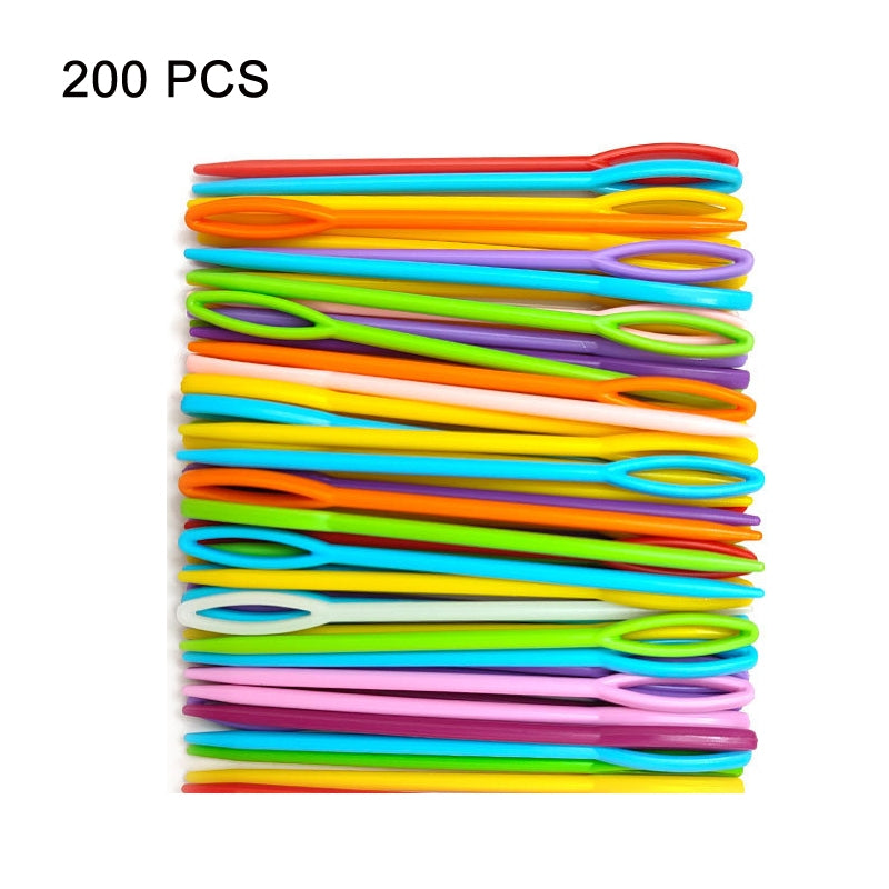 200 PCS 9cm Plastic Sewing Needle Color Sweater Knitting Tool(Blue)