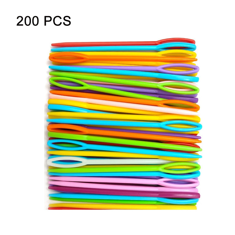 200 PCS 9cm Plastic Sewing Needle Color Sweater Knitting Tool(Red)
