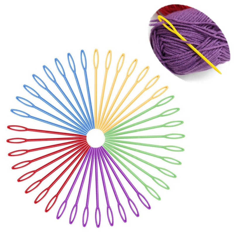 200 PCS 9cm Plastic Sewing Needle Color Sweater Knitting Tool(Purple)