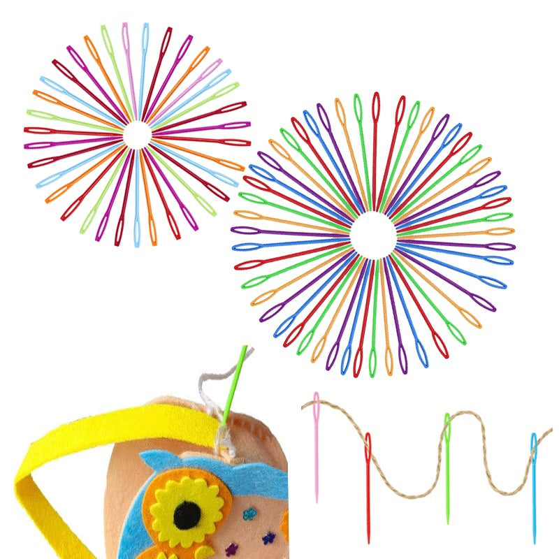 200 PCS 9cm Plastic Sewing Needle Color Sweater Knitting Tool(Pink)