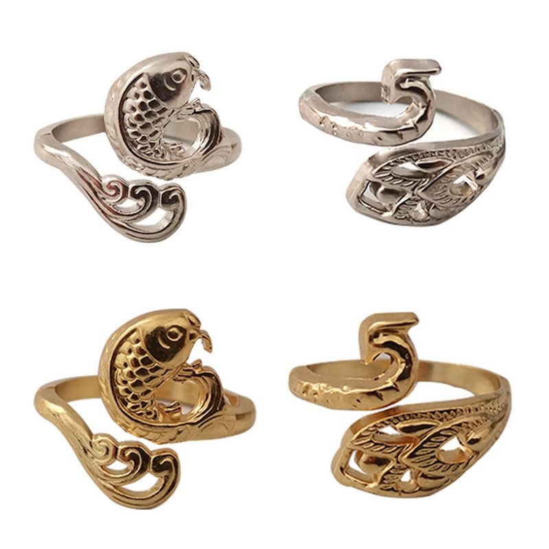 Ethnic Style Hook Line Ring Retro Jewelry Sewing Tools(Peacock Golden)