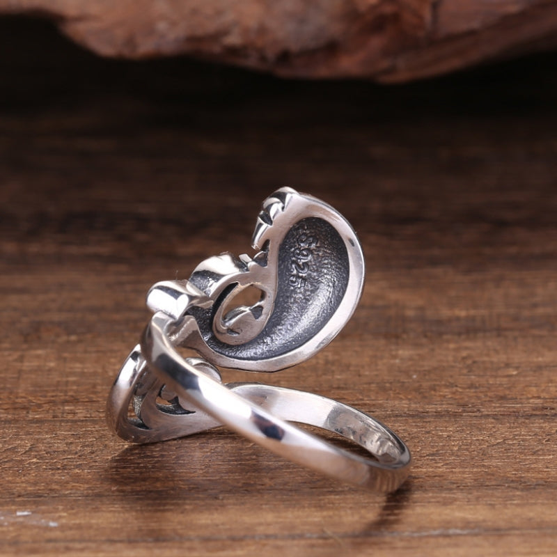 Ethnic Style Hook Line Ring Retro Jewelry Sewing Tools(Peacock Golden)