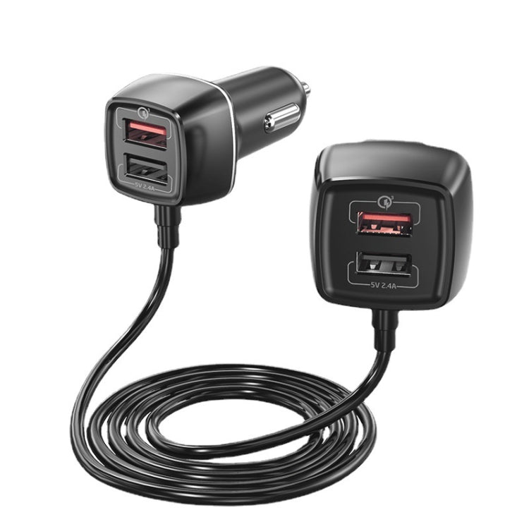 One For Four Car Charger QC3.0 Fast Charge 4USB Car Front And Rear Seat Car Charger, Style: Standard Edition