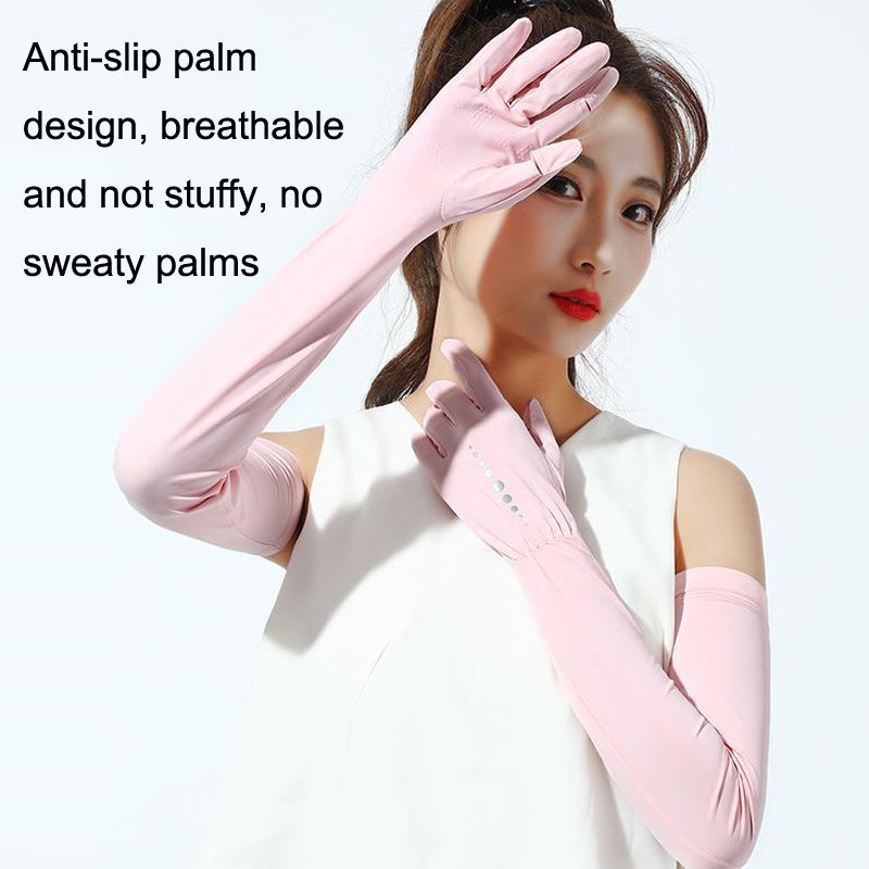 1pair Long Sunscreen Gloves Summer Women Extended Arm Guards Anti-ultraviolet Ice Sleeves Free Code(Black)