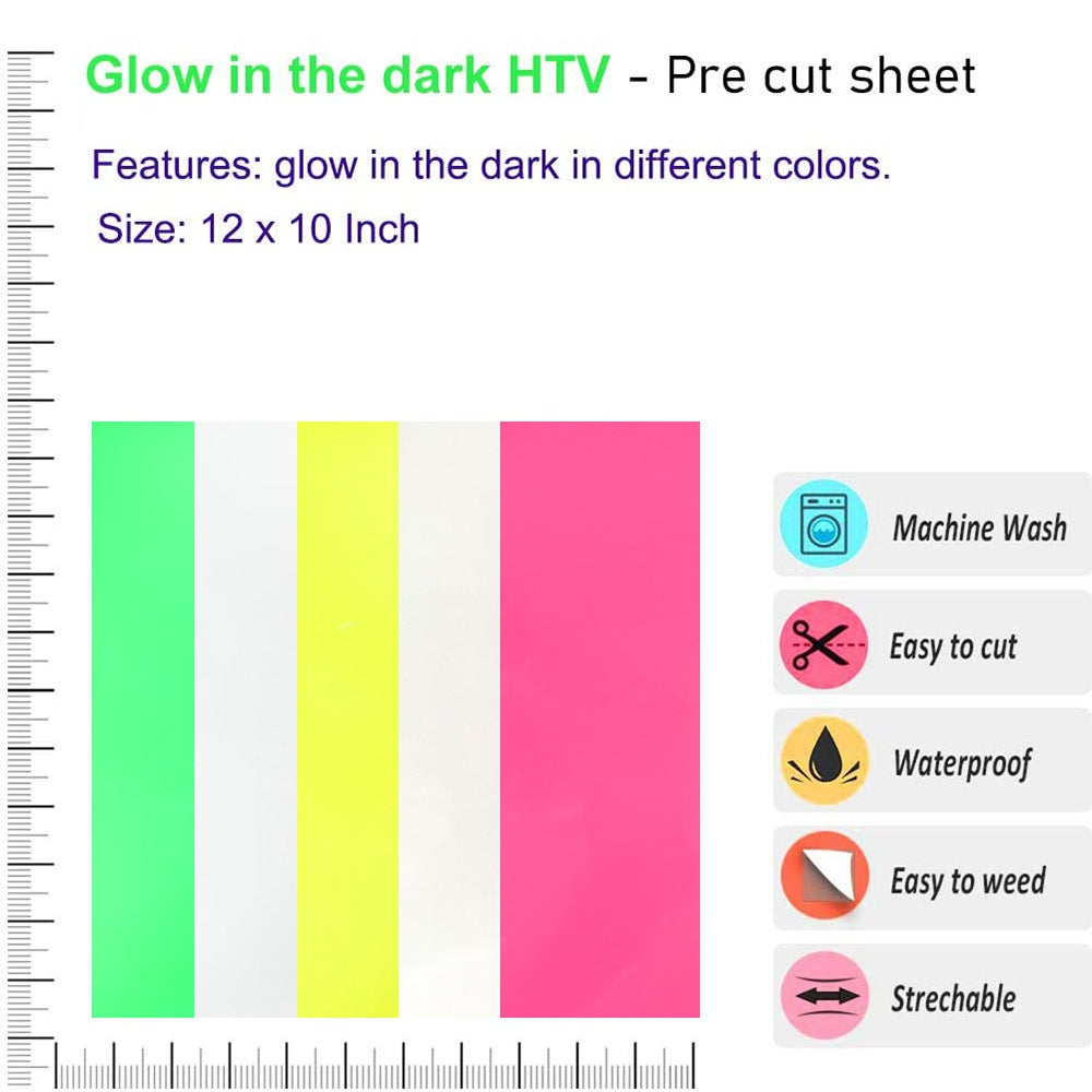 50 x 100cm Luminous PU Engraving Film Heat Transfer Vinyl(White Glowing  Green Light)