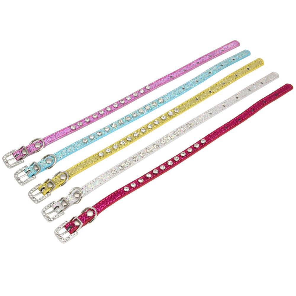 1.0 x 35cm Glitter Diamond Cat Neck Collar Decorative Supplies, Color: No Diamond Golden