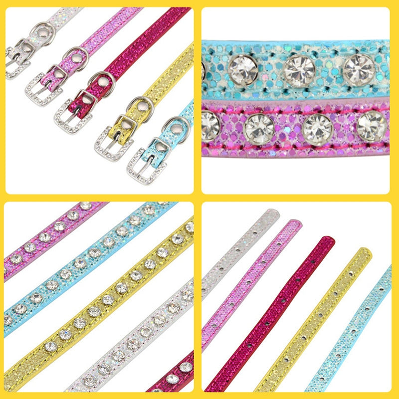 1.0 x 35cm Glitter Diamond Cat Neck Collar Decorative Supplies, Color: No Diamond Golden