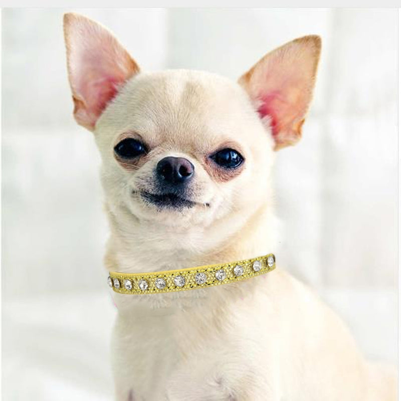 1.0 x 35cm Glitter Diamond Cat Neck Collar Decorative Supplies, Color: No Diamond Golden