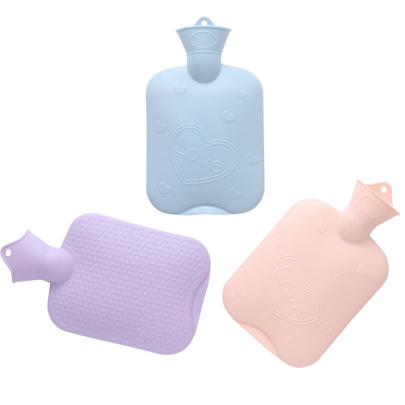 006 1000ml Thickened Explosion-proof Heart Embossed Water Injection Hot Water Bag(C Model Blue)