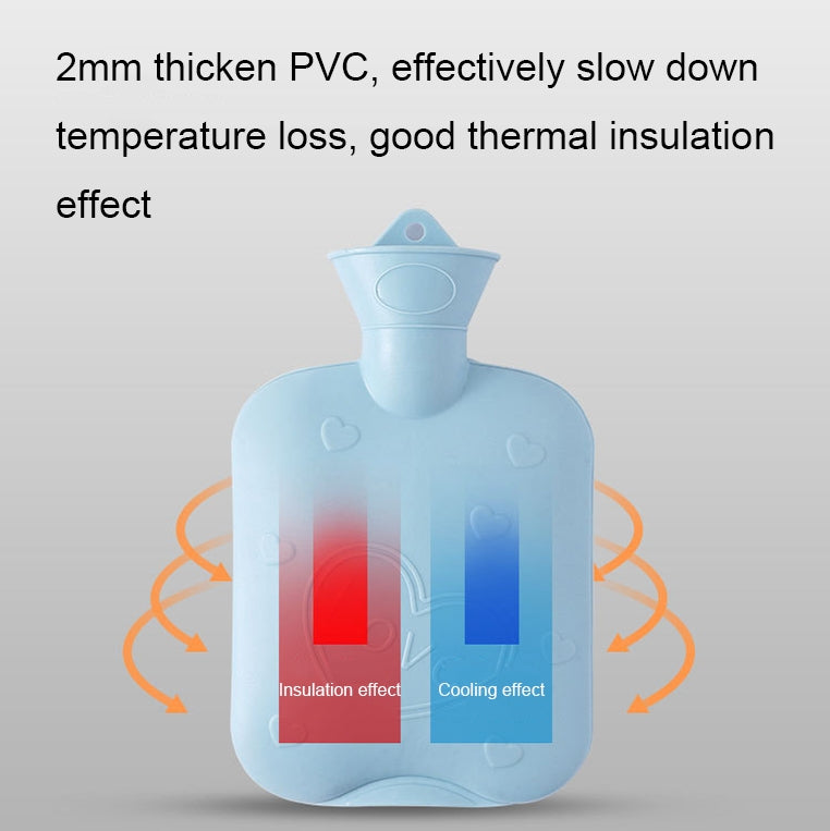 006 1000ml Thickened Explosion-proof Heart Embossed Water Injection Hot Water Bag(C Model Purple)