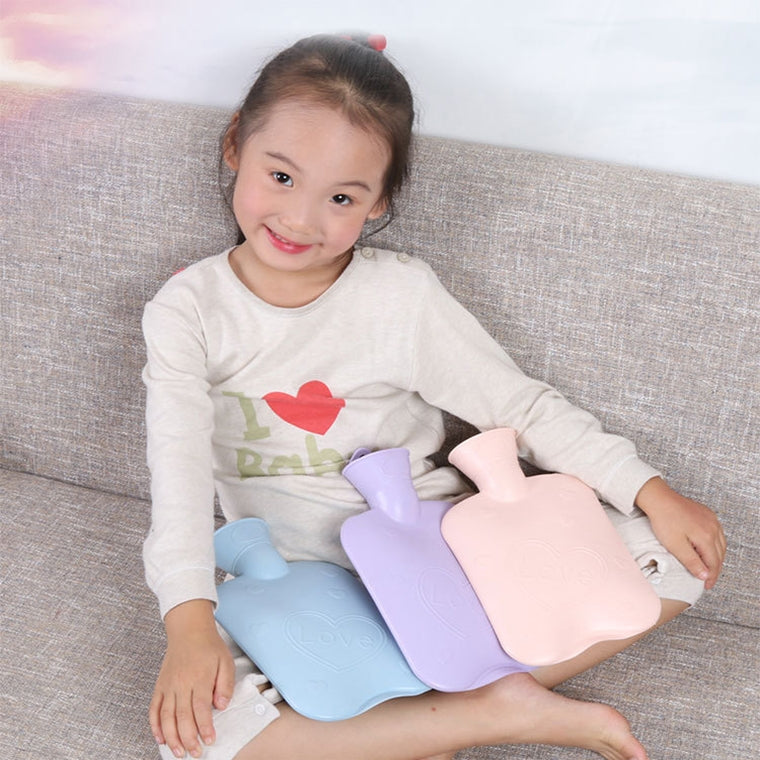 006 1000ml Thickened Explosion-proof Heart Embossed Water Injection Hot Water Bag(C Model Blue)