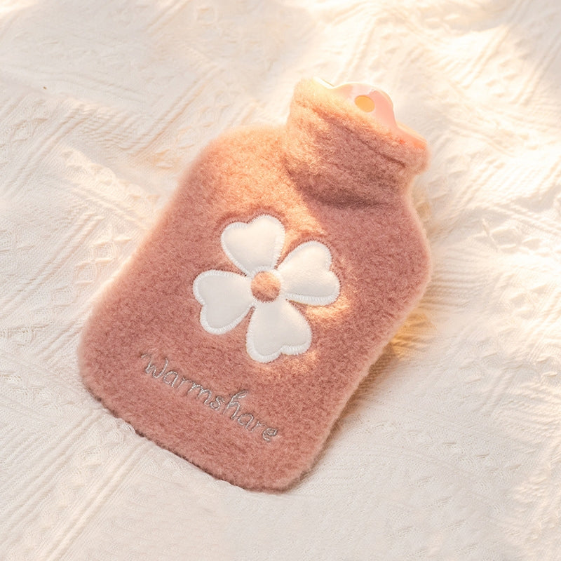 Cartoon Plush Portable Water Jection Mini Hot Water Bag, Color: 500ML Pink