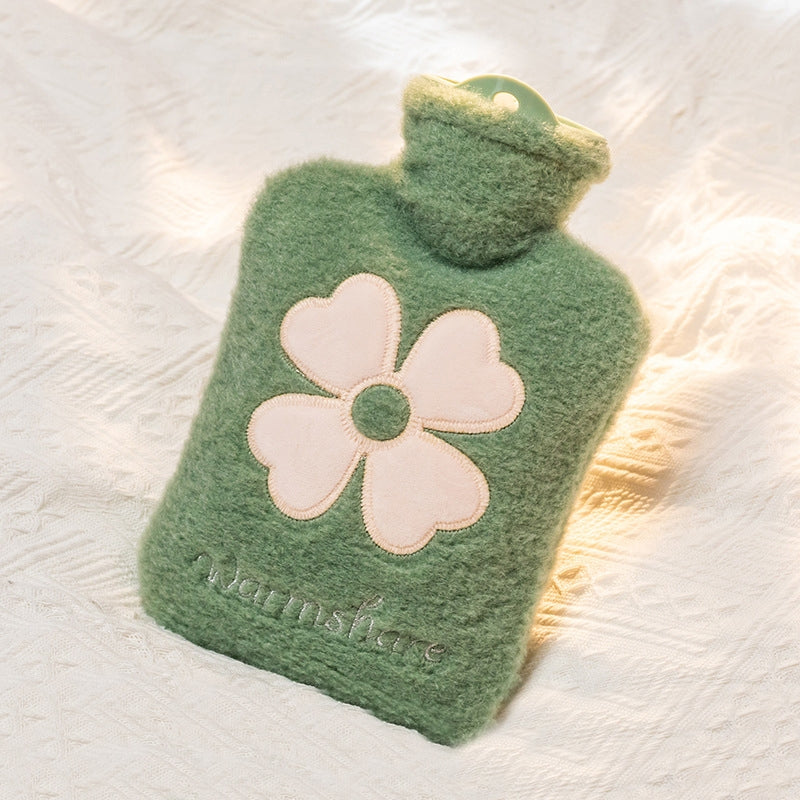 Cartoon Plush Portable Water Jection Mini Hot Water Bag, Color: 500ML Green