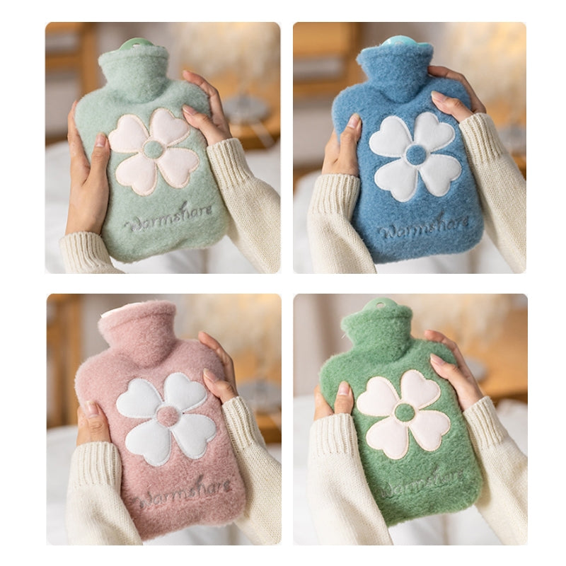 Cartoon Plush Portable Water Jection Mini Hot Water Bag, Color: 500ML Mint Green