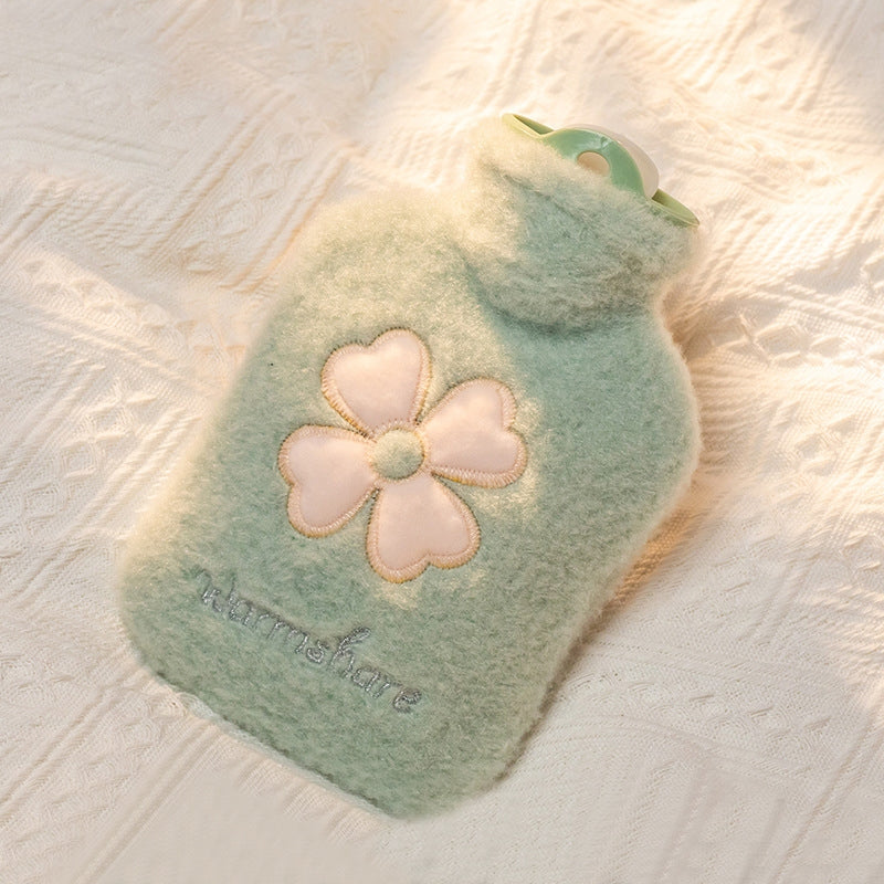Cartoon Plush Portable Water Jection Mini Hot Water Bag, Color: 500ML Mint Green