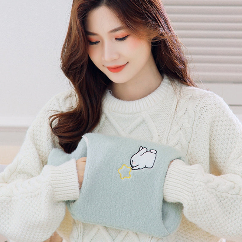 Detachable Washing Cloth Cover Rubber Hot Water Bag Can Be Intervened, Color: Pink Rabbit 1000ML