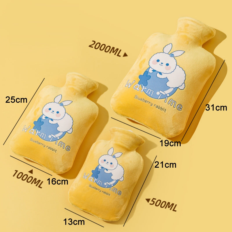 Cartoon Velvet Cover Thickened Explosion-Proof PVC Water-Filled Hot Water Bag, Color: 500ML Milky White