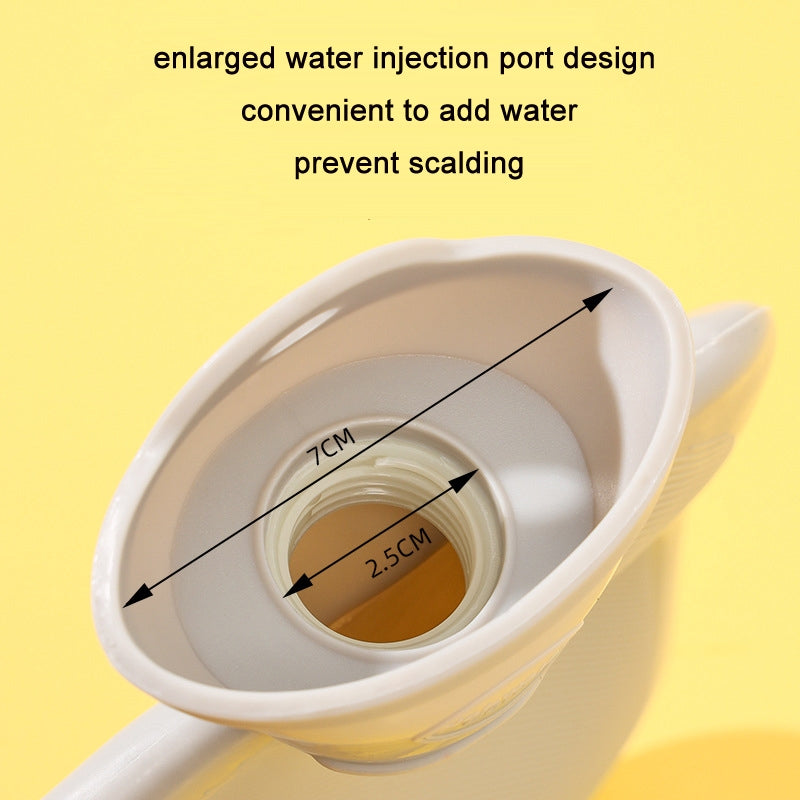 Cartoon Velvet Cover Thickened Explosion-Proof PVC Water-Filled Hot Water Bag, Color: 500ML Milky White