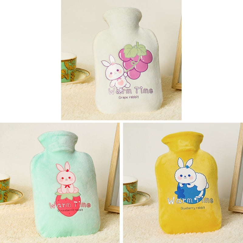 Cartoon Velvet Cover Thickened Explosion-Proof PVC Water-Filled Hot Water Bag, Color: 500ML Yellow
