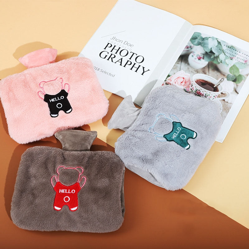 0688 PVC Plush Hand Pluggable Water-filled Hot Water Bags(Gray)