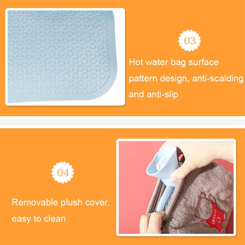 0688 PVC Plush Hand Pluggable Water-filled Hot Water Bags(Coffee Color)