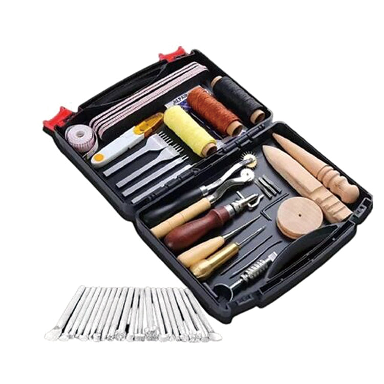 59 In 1 Handmade Leather DIY Tool Set Sewing Craft Tool Set, Style: Rotating Knives