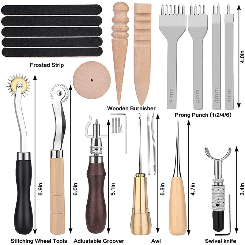 59 In 1 Handmade Leather DIY Tool Set Sewing Craft Tool Set, Style: Rotating Knives