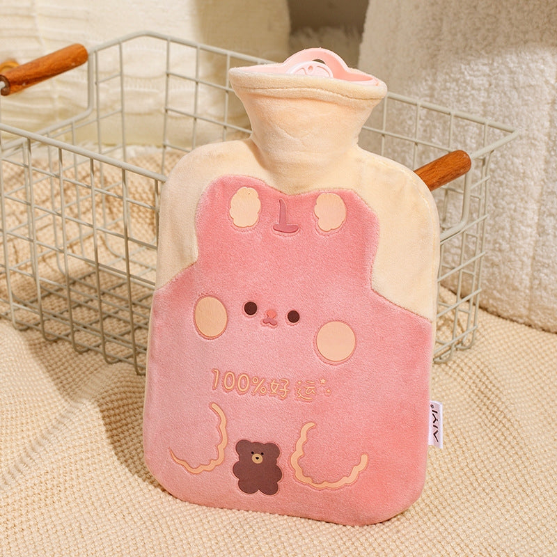 ZS103 Cartoon Plush Water-filled Explosion-proof Hot Water Bags, Spec: Pink Lucky Rabbit(500ml)