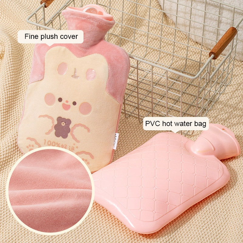 ZS103 Cartoon Plush Water-filled Explosion-proof Hot Water Bags, Spec: Pink Lucky Rabbit(1000ml)