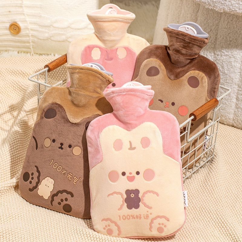 ZS103 Cartoon Plush Water-filled Explosion-proof Hot Water Bags, Spec: Brown Bear(500ml)