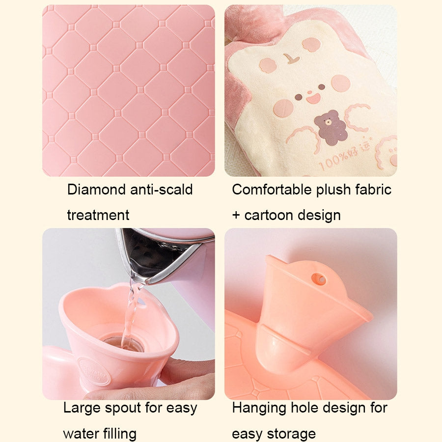 ZS103 Cartoon Plush Water-filled Explosion-proof Hot Water Bags, Spec: Brown Bear(500ml)
