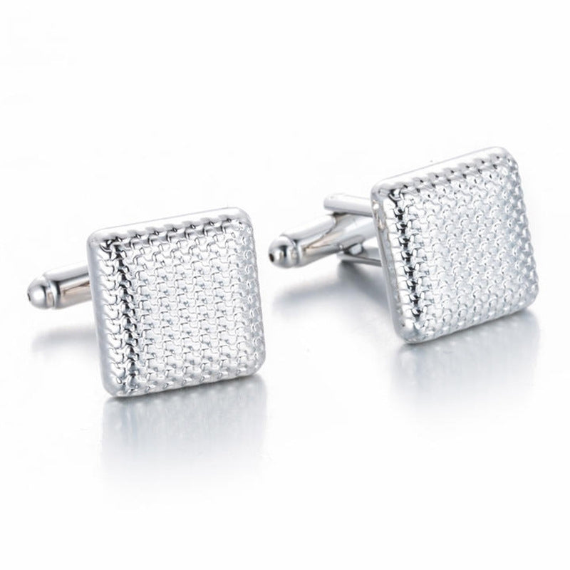 Laser Metal Brass Men Shirt Cufflinks, Color: Silver