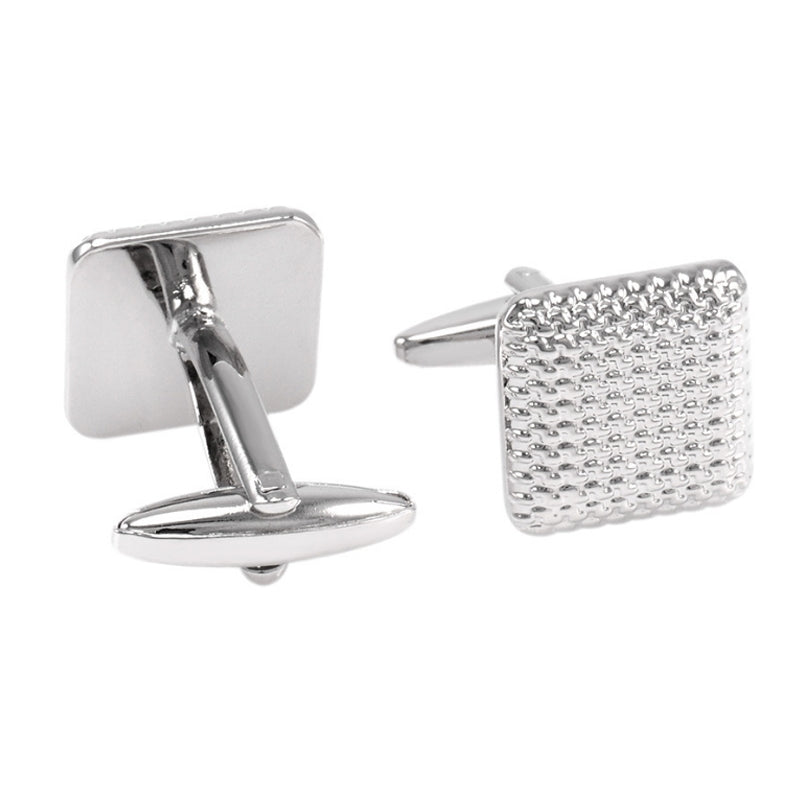 Laser Metal Brass Men Shirt Cufflinks, Color: Silver