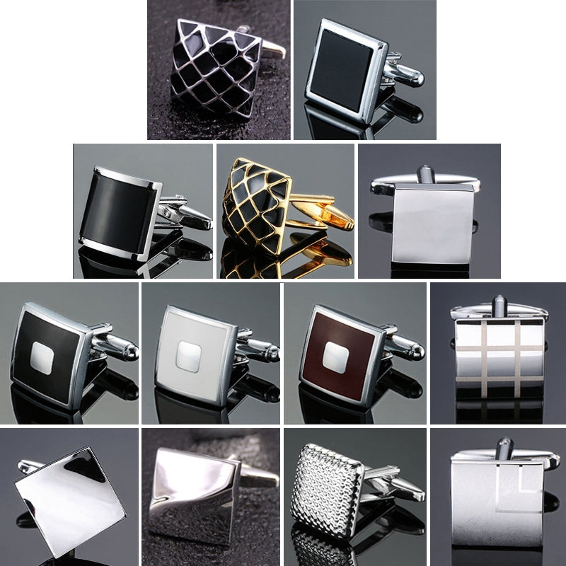 Laser Metal Brass Men Shirt Cufflinks, Color: Silver folding