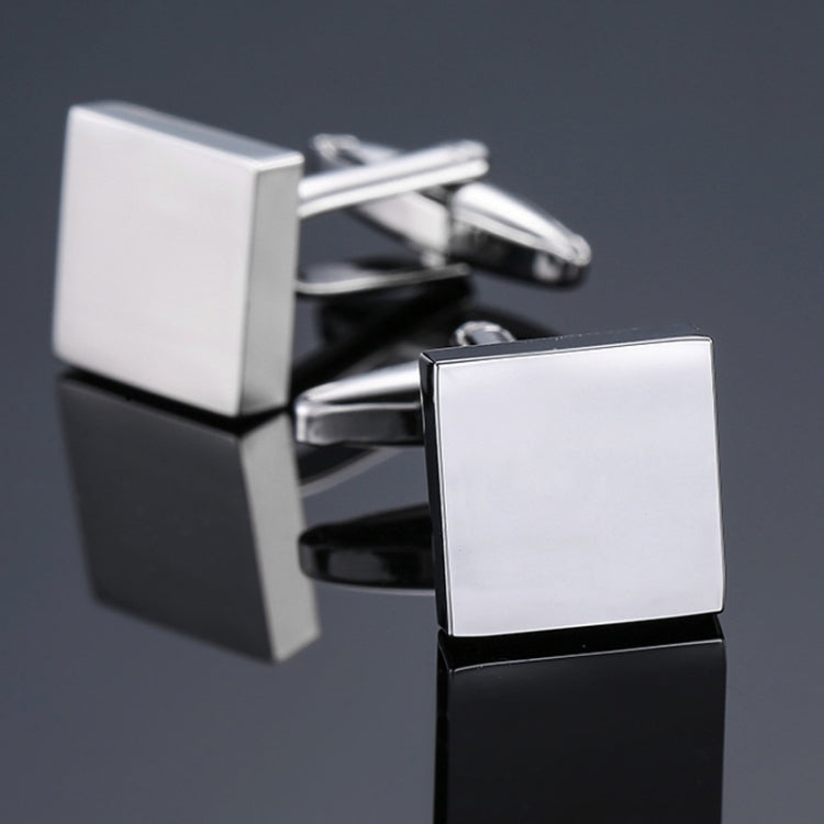 Laser Metal Brass Men Shirt Cufflinks, Color: Silver small square