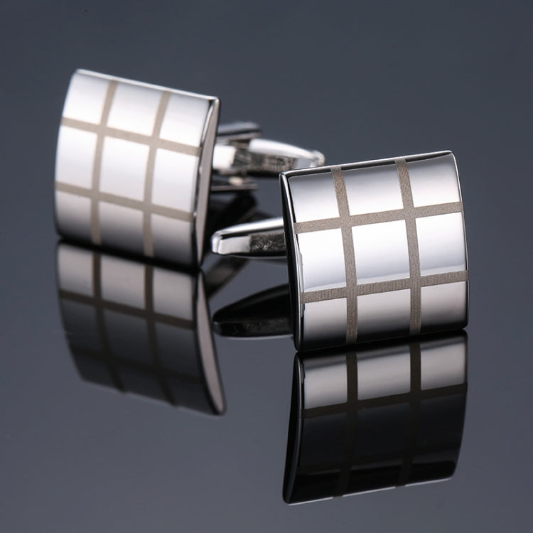 Laser Metal Brass Men Shirt Cufflinks, Color: Silver laser line