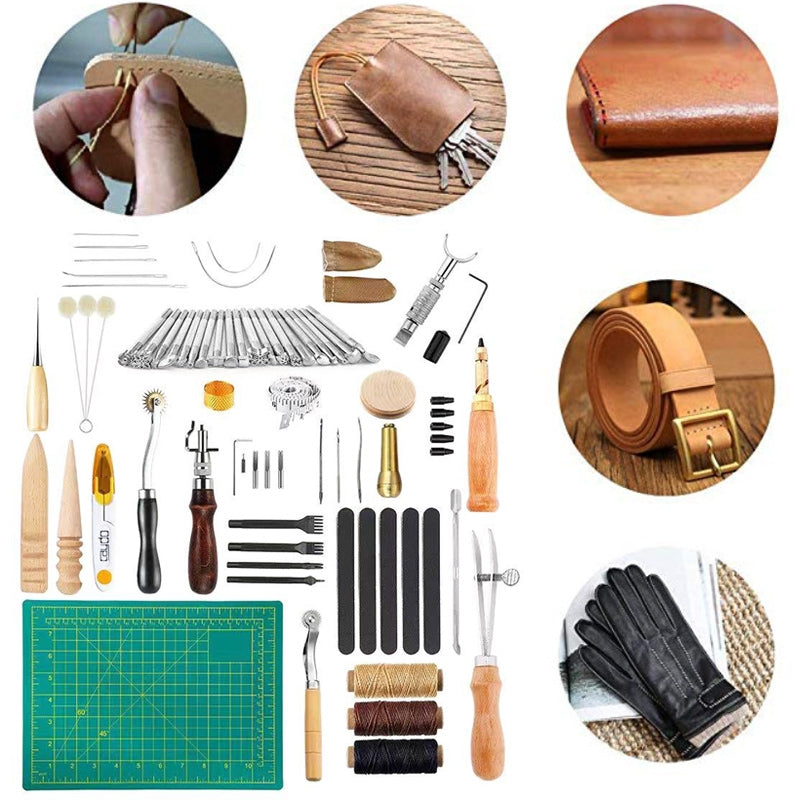 55 In 1 Leather Carving Handmade Leather DIY Tool Set Sewing Craft Tool Set