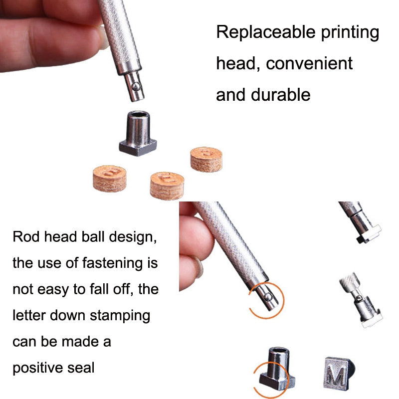 36 In 1 Leather English Print Punch Digital Seal Craft Leather Carving Tools, Size: 6.5mm