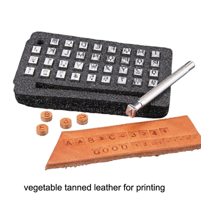 36 In 1 Leather English Print Punch Digital Seal Craft Leather Carving Tools, Size: 6.5mm